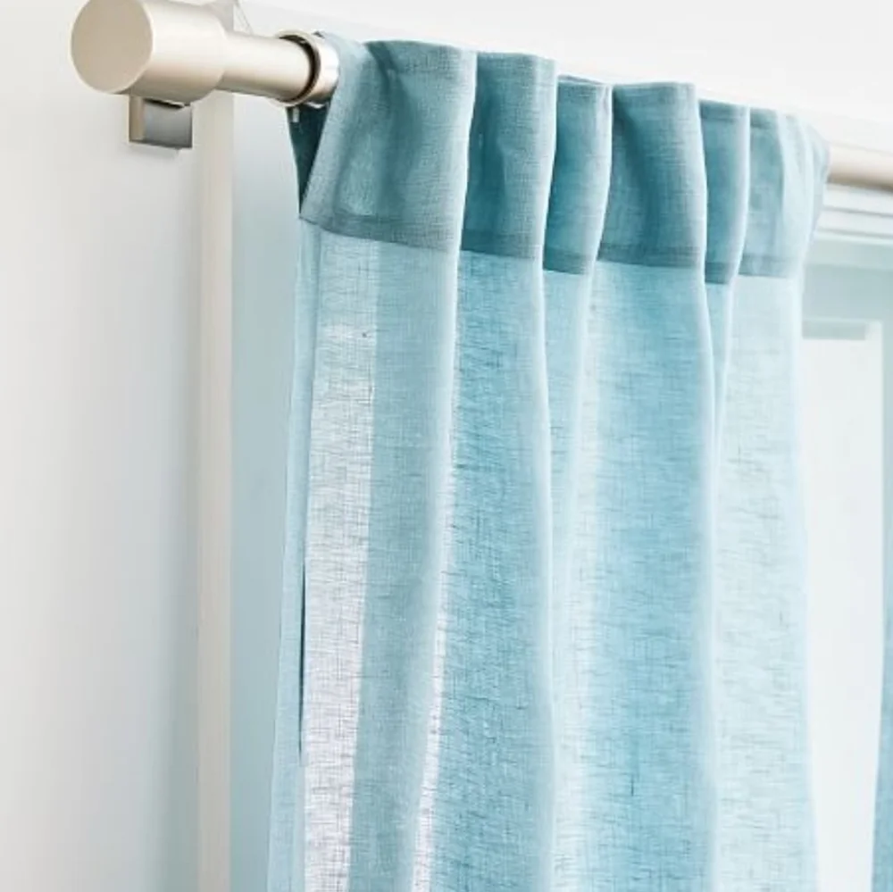 *West Elm Sheer European Flax Linen Pole Pocket Panels 84